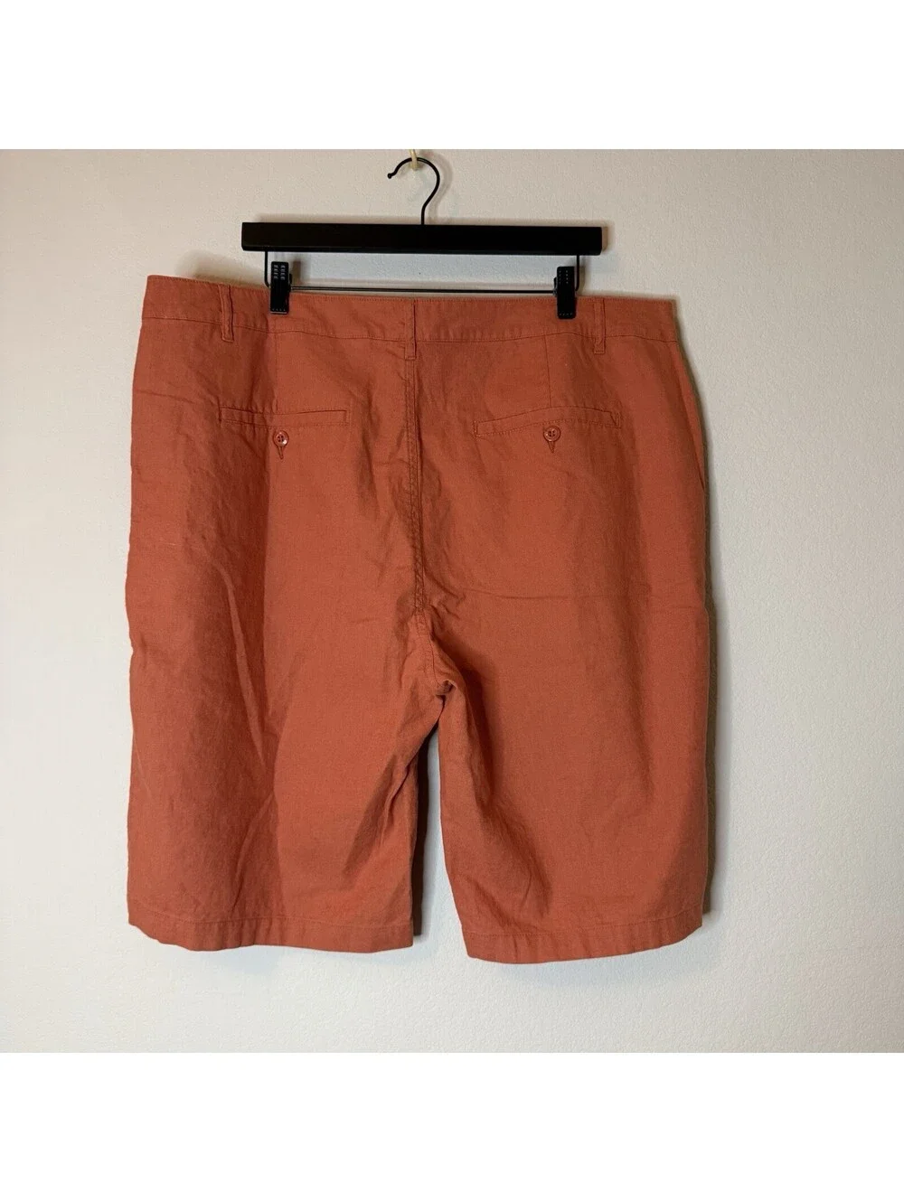American Tall Men’s Linen Blend Shorts Orange 40XT Casual Flat Front